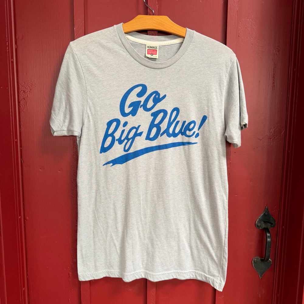 HOMAGE Light Gray Tee with Bold Blue "Go Big Blue!" Graphic